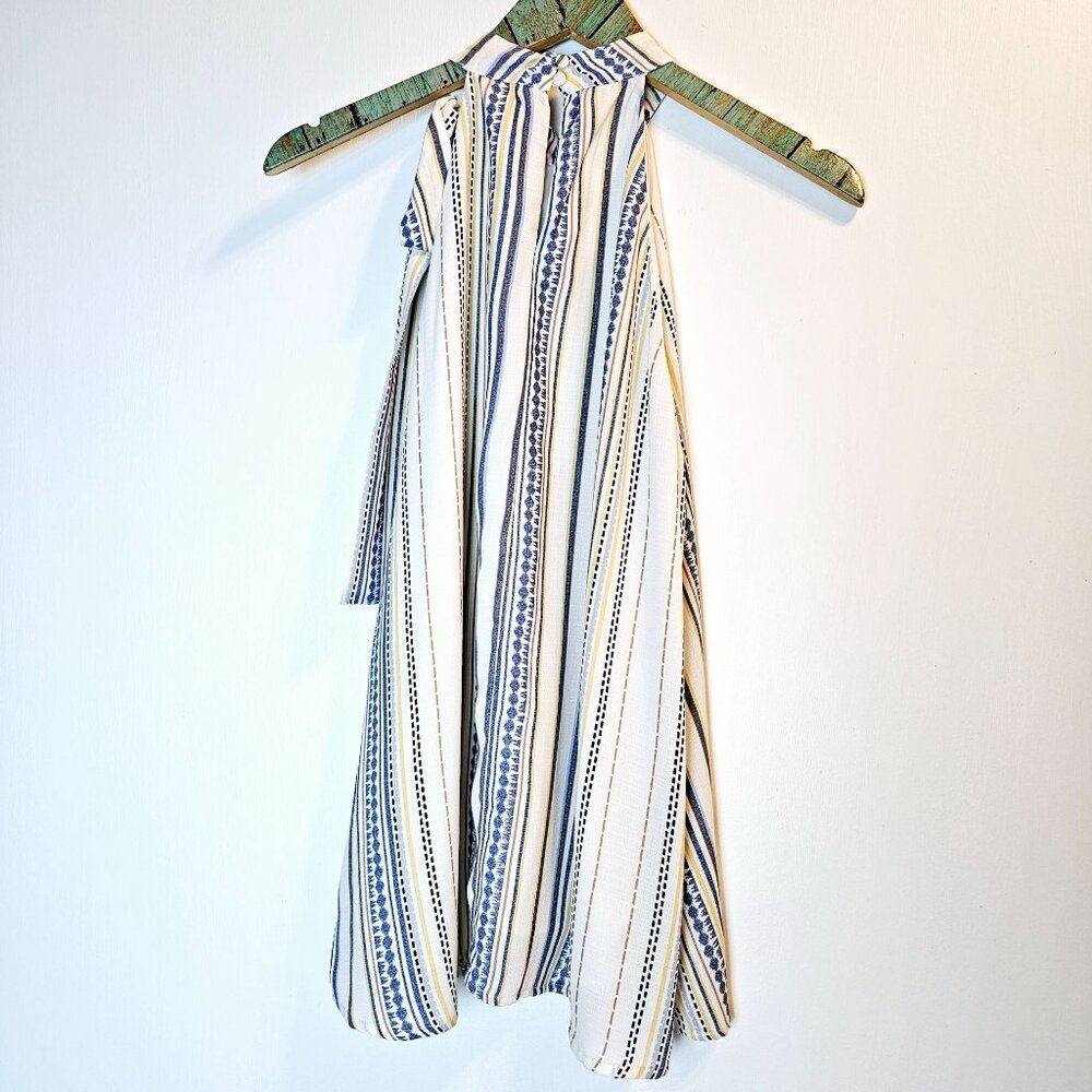 Gilli Women's Striped Big Neck Bow Dressy Sleeveless Lined Classy Top, Lg, NWOT - Picture 5 of 10